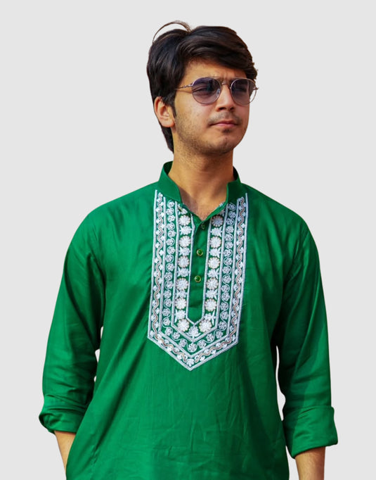 Classic Green Embroidered Men’s Kurta