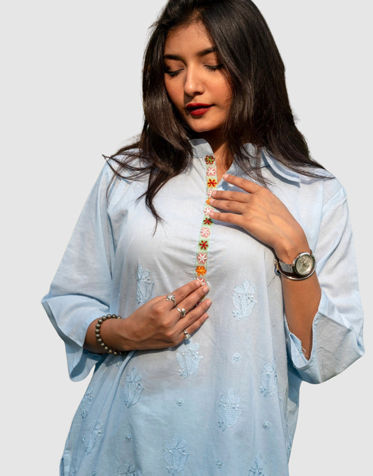 Light Blue Chikankari Co-ord Set