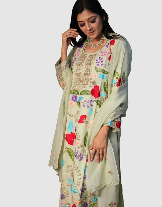 Aimal Multicolor Aari Hand-Embroidered Outfit