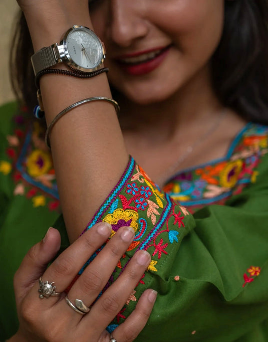 Green Aari Embroidered Co-ord Set