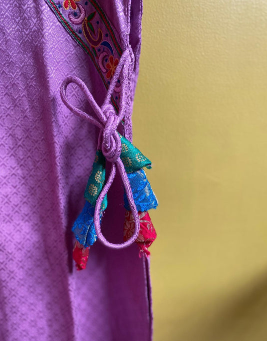 Violet Angrakha Kurti with Dupatta & Resham Aari Embroidery