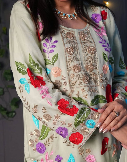 Aimal Multicolor Aari Hand-Embroidered Outfit