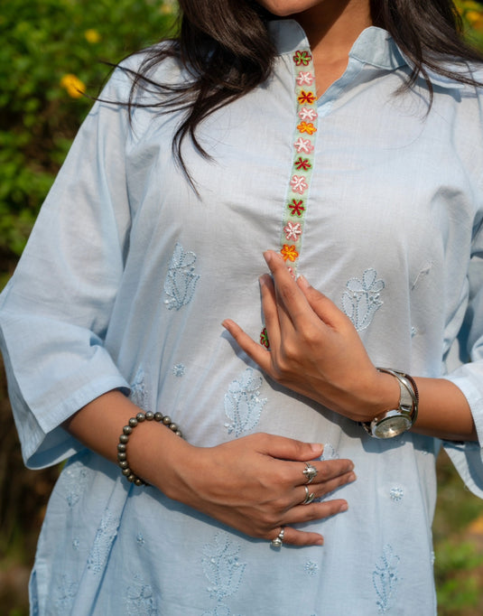 Light Blue Chikankari Co-ord Set