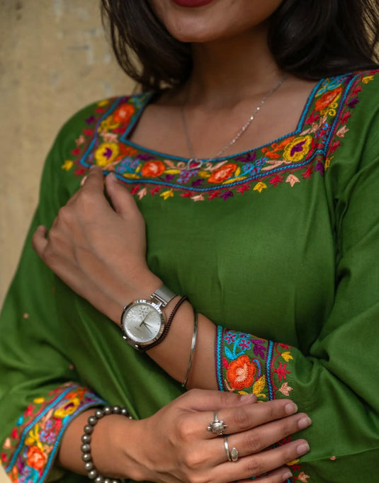 Green Aari Embroidered Co-ord Set