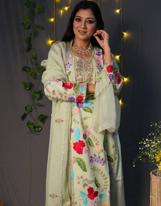 Aimal Multicolor Aari Hand-Embroidered Outfit