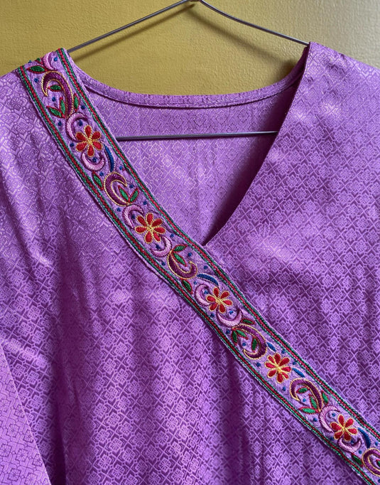 Violet Angrakha Kurti with Dupatta & Resham Aari Embroidery