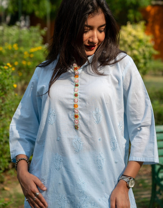 Light Blue Chikankari Co-ord Set