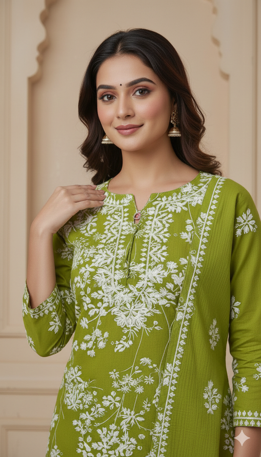 Rayon printed chikankari Plazzo set - Similar available - Ready to ship