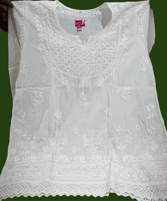 Crosia lace chikan kari short top