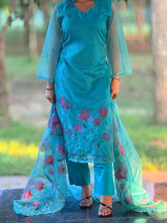 Handpainted and Aari hand embroidered Suit