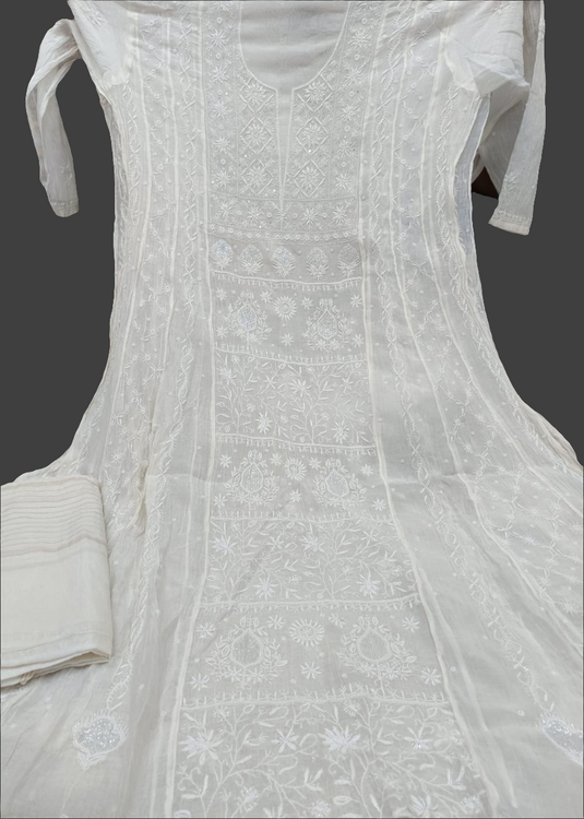 Mul chandari gown with dupatta and mukesh work Ready to ship - similar available