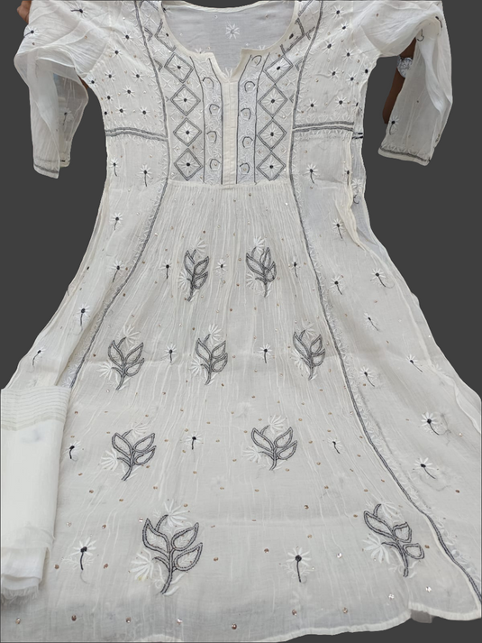 Mul chandari gown with dupatta and mukesh work Ready to ship - similar available