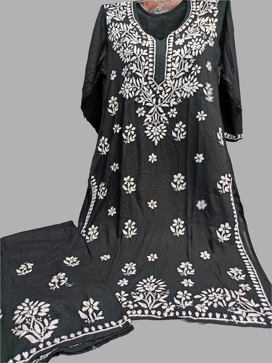 Rayon Plazzo set with white embroidery