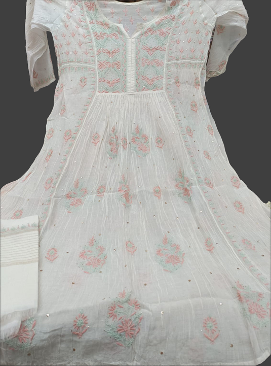 Mul chandari gown with dupatta and mukesh work Ready to ship - similar available