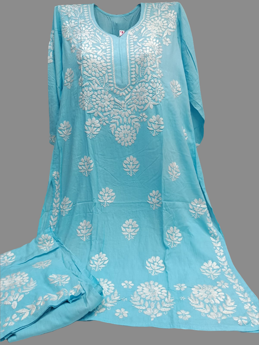 Rayon Plazzo set with white embroidery