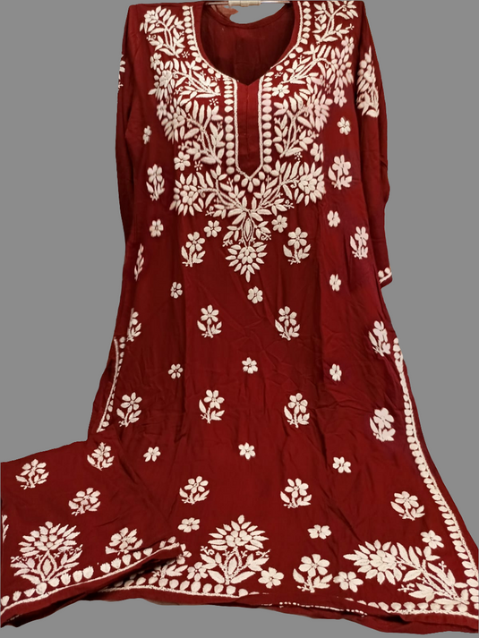 Rayon Plazzo set with white embroidery