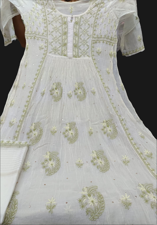 Mul chandari gown with dupatta and mukesh work Ready to ship - similar available