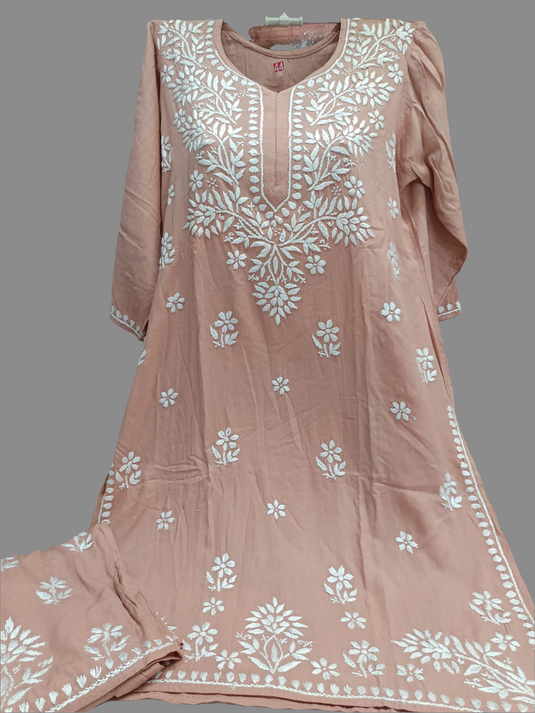 Rayon Plazzo set with white embroidery