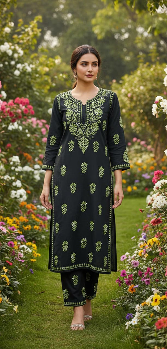 Rayon chikankari Plazo set - Similar available - Ready to ship