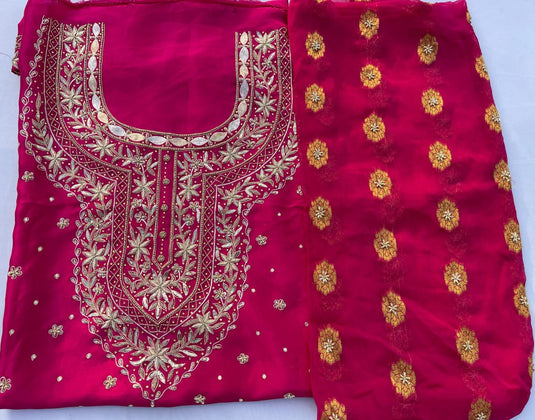 Grand magenta Aari zari hand Embroidery Suit