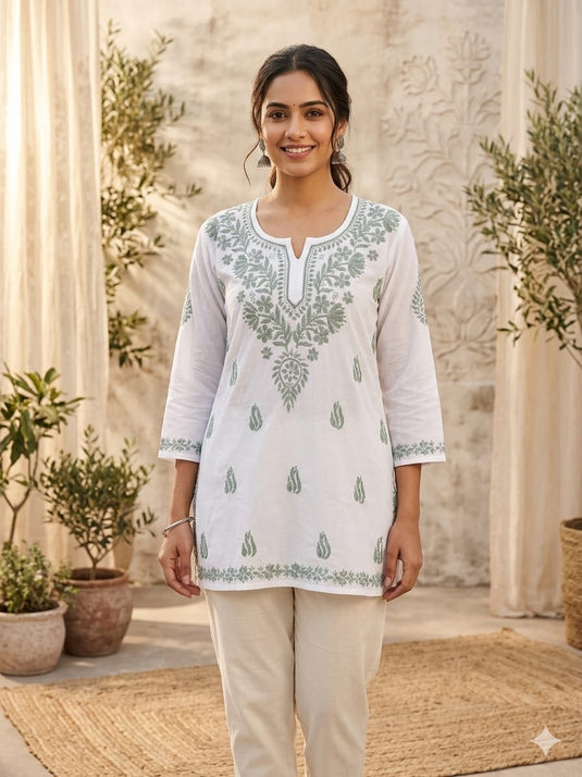 Rayon chikankari Kurti with shaded dhaga, Similar available - Ready to ship