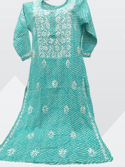 Leheriya Malmal chikankari kurti