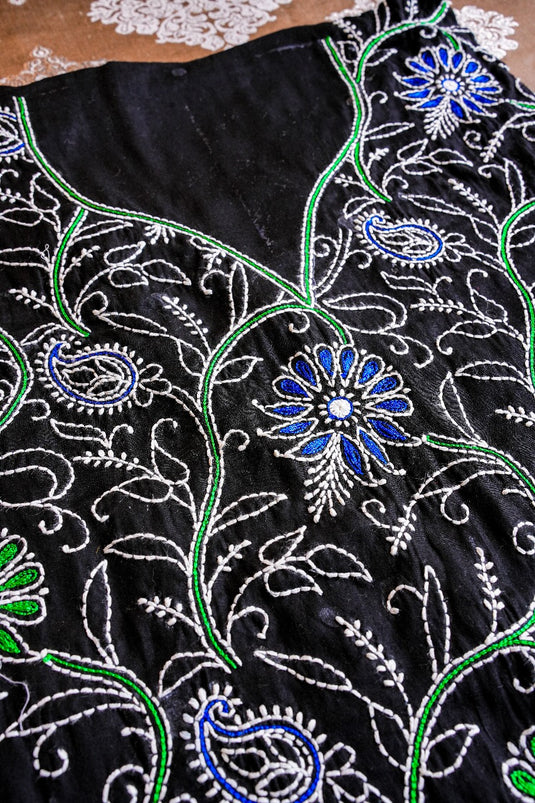 Black, green, and blue Aari chikankari hand Embroidery Suit Ready to ship