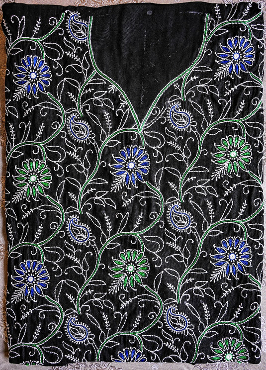 Black, green, and blue Aari chikankari hand Embroidery Suit Ready to ship