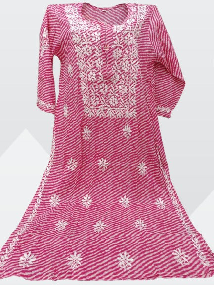 Leheriya Malmal chikankari kurti
