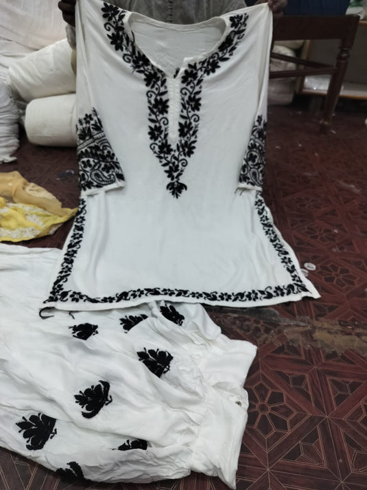 Rayon chikankari Afghani set - Similar available - Ready to ship