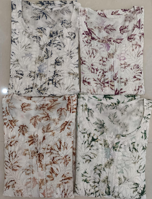 Cotton printed chikankari kurti, Similar available - Ready to ship