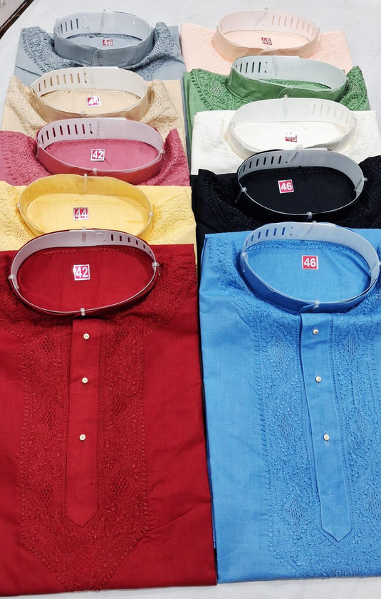Men's cotton chikankari kurta: Ready to dispatch