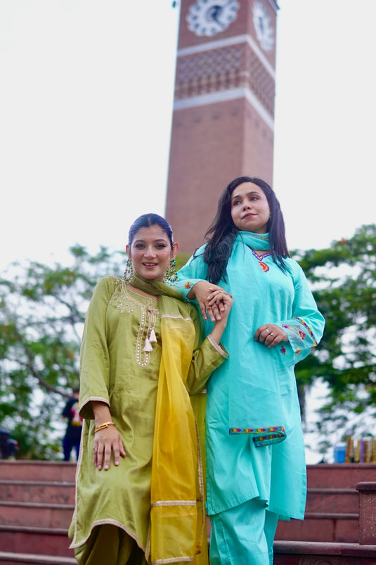 Elegant Aari Light Green Embroidery Suit