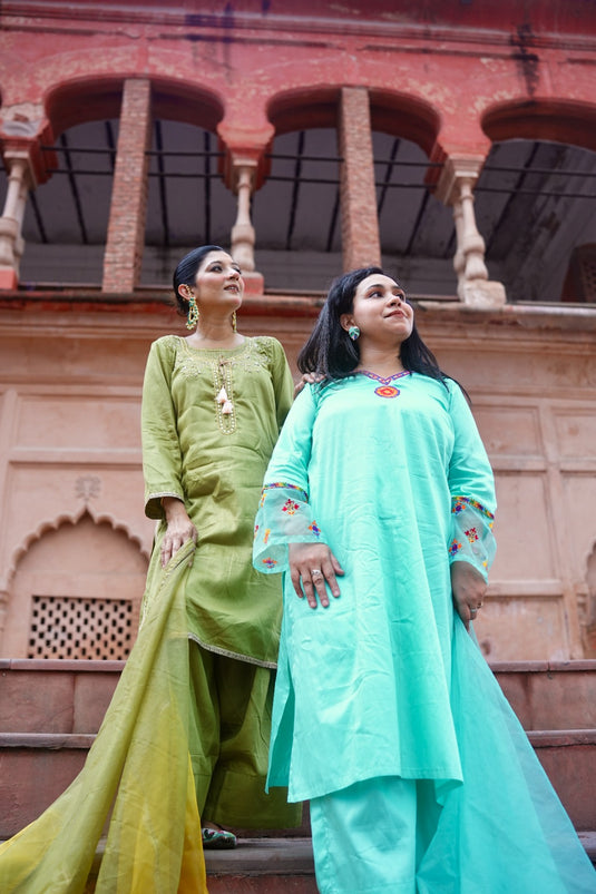 Elegant Aari Light Green Embroidery Suit