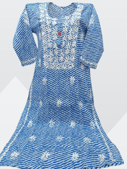 Leheriya Malmal chikankari kurti