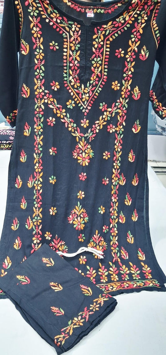 Rayon chikankari kurti plazo set : Ready to ship