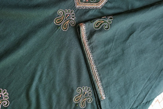 Dark Green Men's Co ord set hand Embroidered with beads Aari work