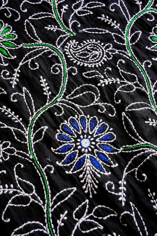 Black, green, and blue Aari chikankari hand Embroidery Suit Ready to ship