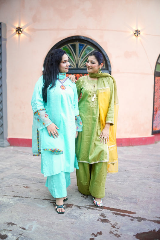Elegant Aari Light Green Embroidery Suit