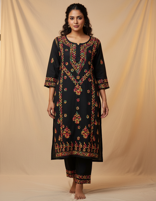Rayon chikankari kurti plazo set : Ready to ship