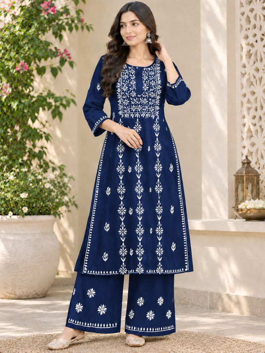 Chikankari Rayon Plazzo set, similar available - Ready to ship