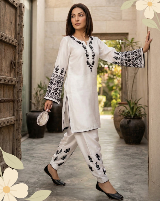Rayon chikankari Afghani set - Similar available - Ready to ship