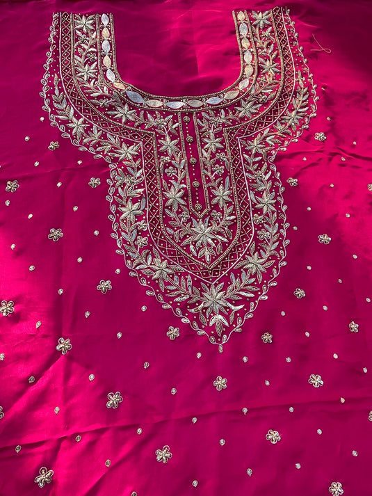 Grand magenta Aari zari hand Embroidery Suit
