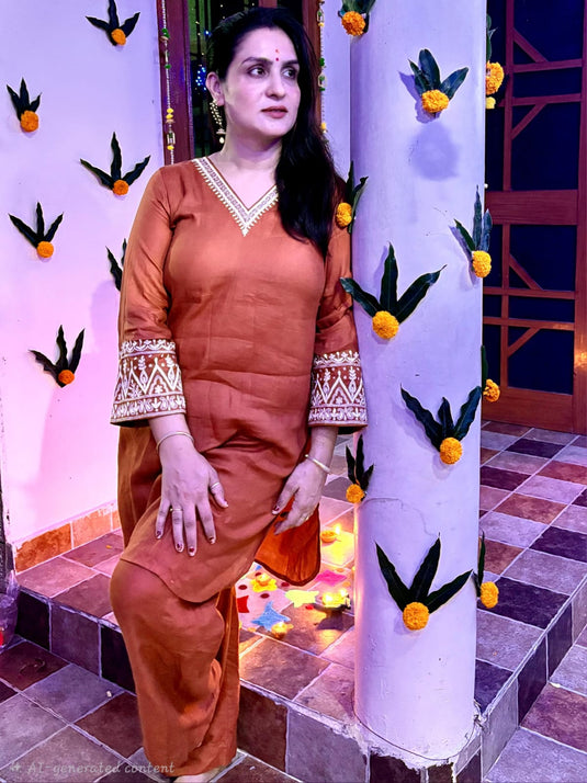 Co ord set Aari hand embroidered