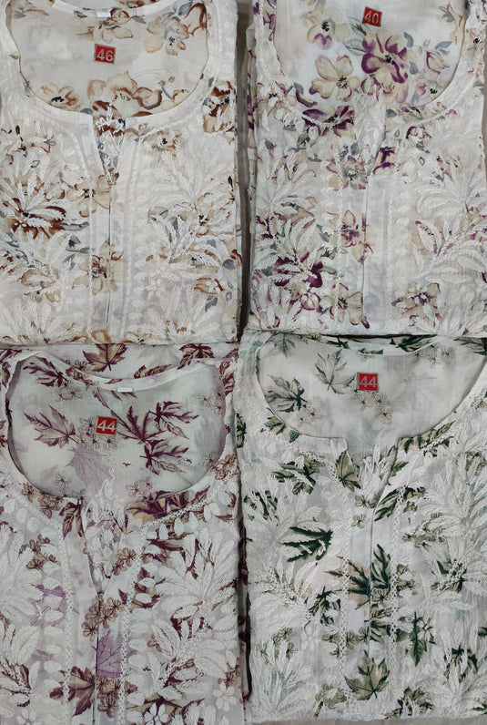 Chikankari mulmul digital Plazo set