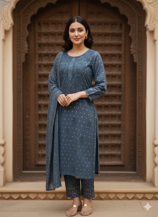 Chikankari chanderi booti plazo set - Similer available - Ready to Ship