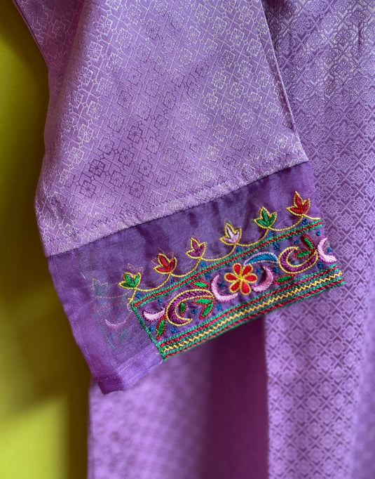 Violet Angrakha Kurti with Dupatta & Resham Aari Embroidery