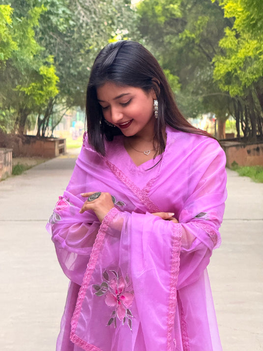 Handpainted and Aari hand embroidered Suit