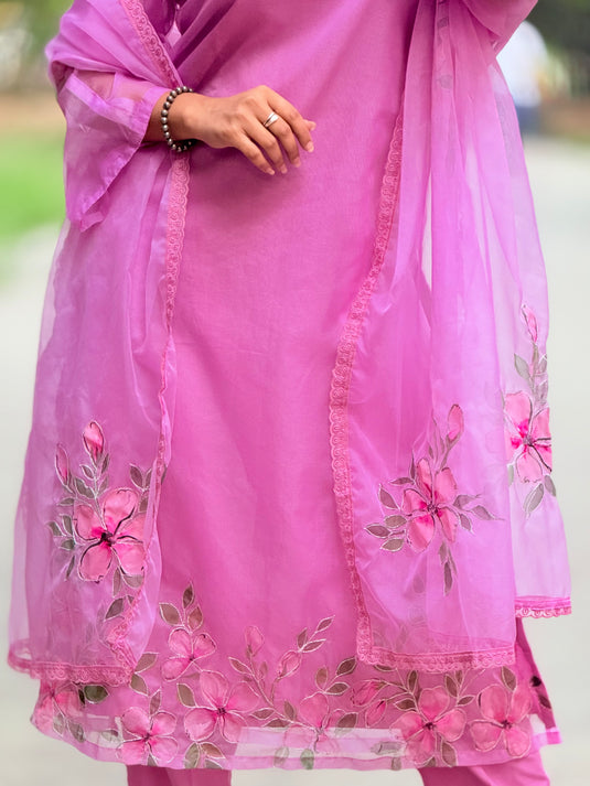 Handpainted and Aari hand embroidered Suit