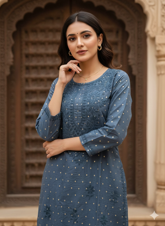 Chikankari chanderi booti plazo set - Similer available - Ready to Ship